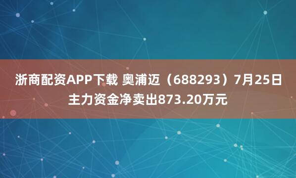 浙商配资APP下载 奥浦迈（688293）7月25日主力资金净卖出873.20万元