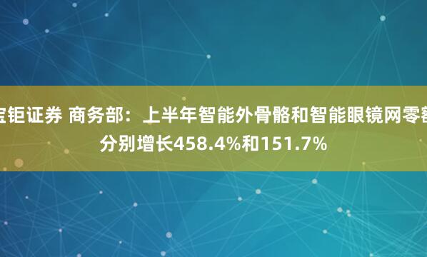 宝钜证券 商务部：上半年智能外骨骼和智能眼镜网零额分别增长458.4%和151.7%